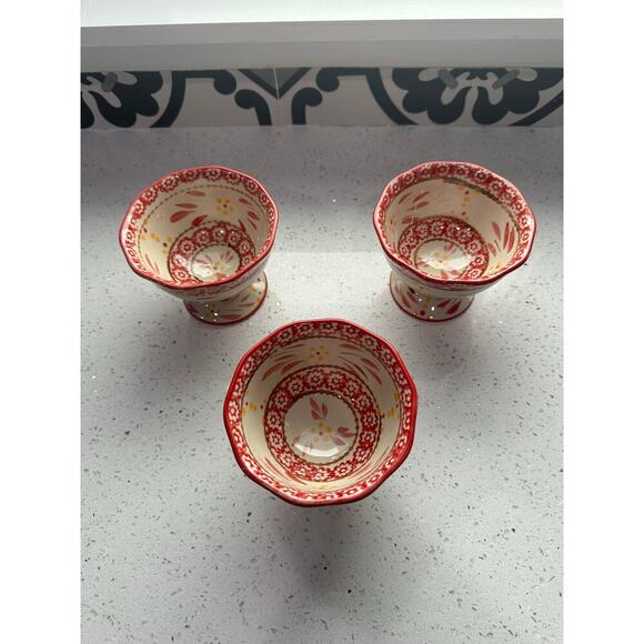 Set of 3 Temp-tations by Tara OLD WORLD RED Ice Cream Bowls - Picture 2 of 2